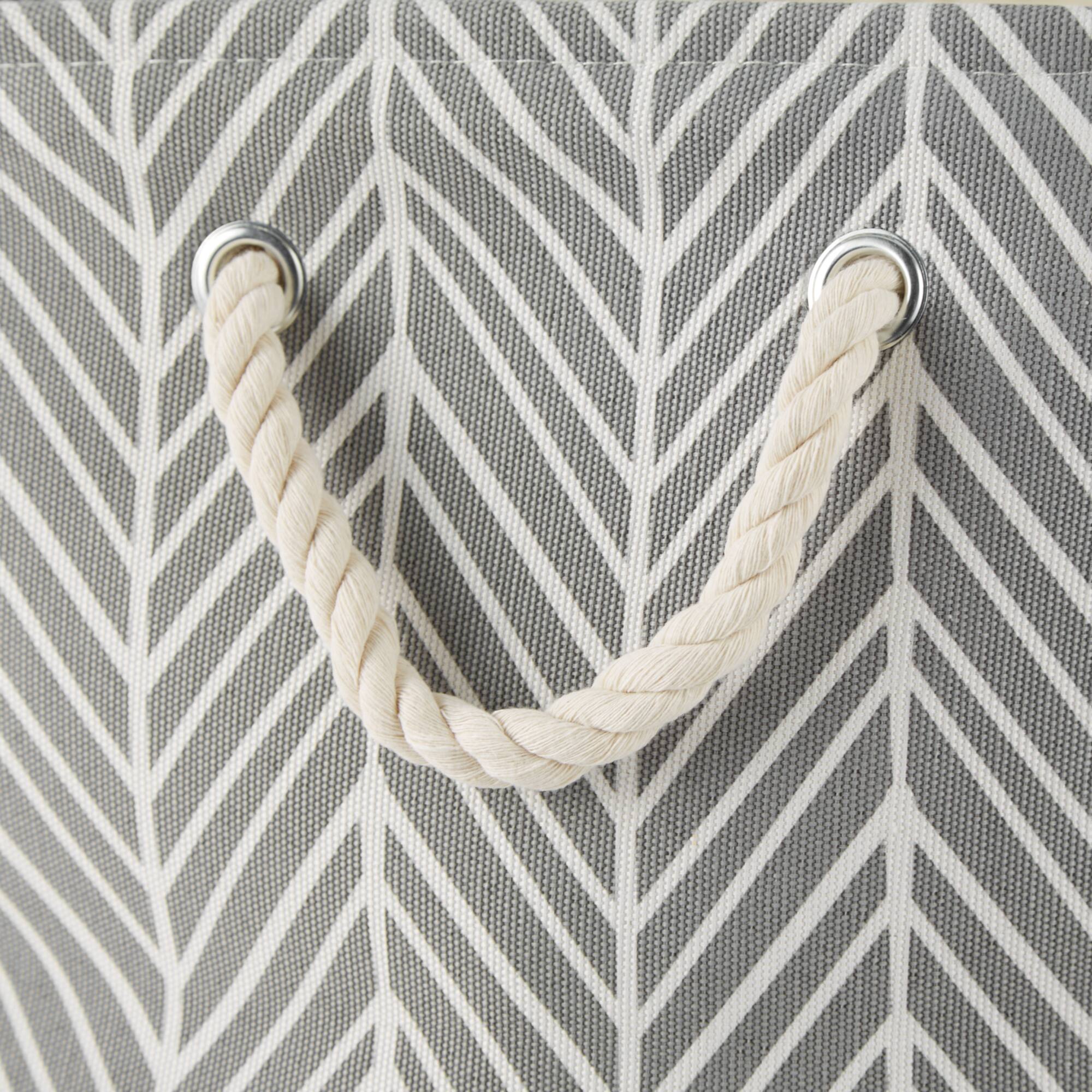 DII® 13" Gray Herringbone Square Fabric Bin